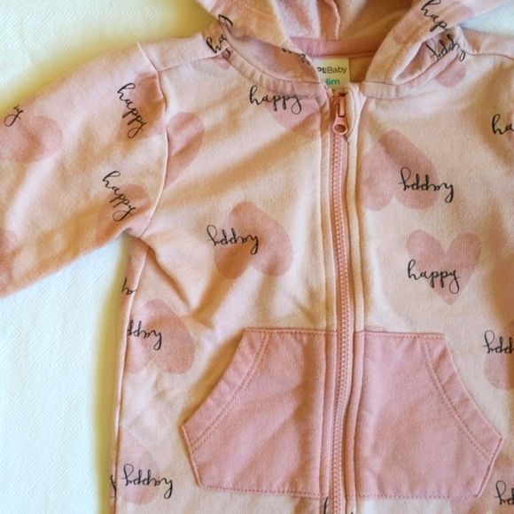 petit lem pink hearts zipper jumpsuit with hoodie 6 months baby girl - Picture 3 of 6